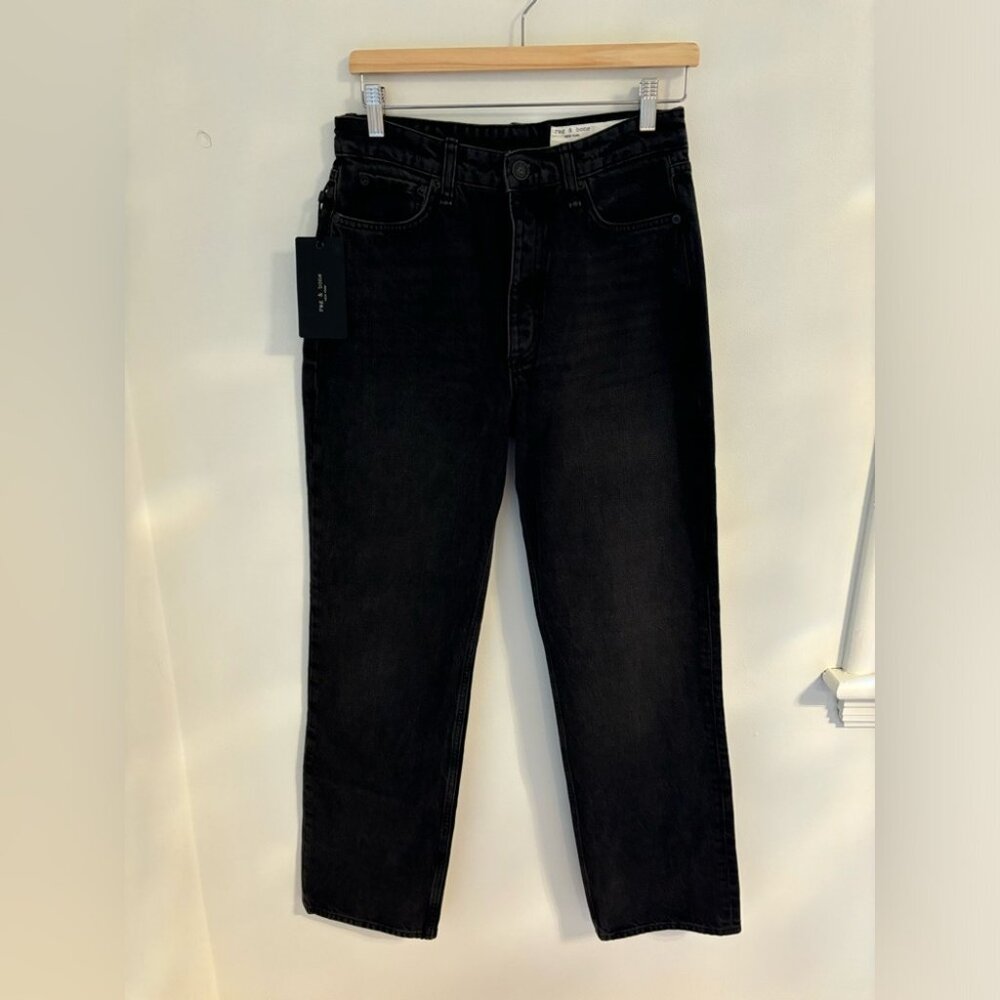 Rag & Bone Black Alex High-Rise Straight Jeans NWT - Picture 8 of 13